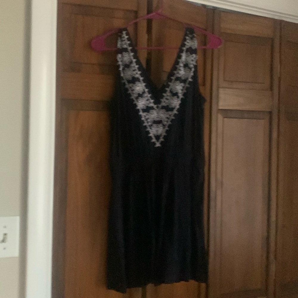Cute navy with white brocade romper